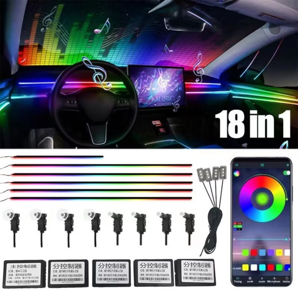 Dynamic Ambient Light – App Controlled Car Interior Lighting Kit